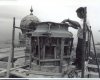 Restoration of battlements and turrets on the Fiocruz Castle terrace in 1991
Restoration of battlements and turrets on the Fiocruz Castle terrace in 1991 Making a mold that will be used to replicate the turrets that frame the corners of the terrace, 1991. Photo: Acervo COC