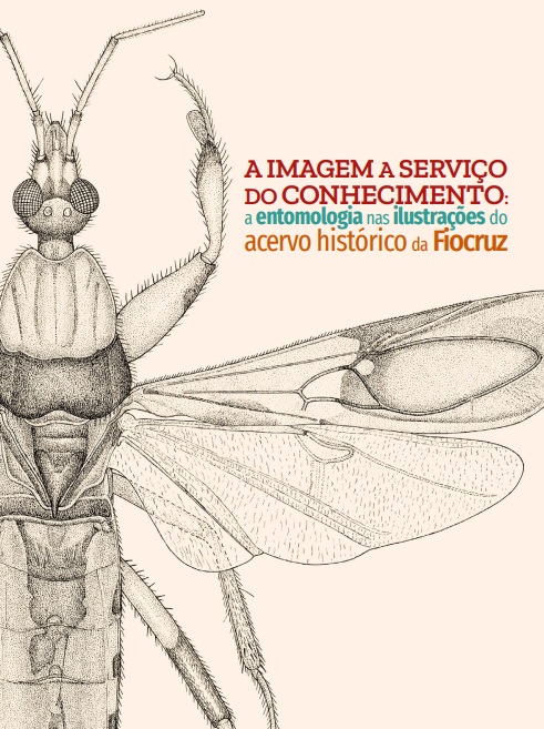 Capa de um livro com o título escrito em vermelho e o desenho de um inseto feito em nanquim