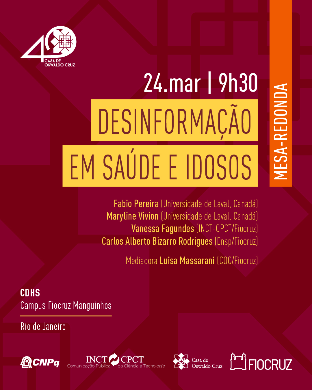 Impactos da desinformação em saúde na população idosa é tema de debate na Fiocruz